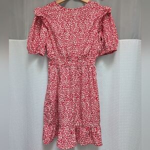3/$20 ASOS Red & White Floral Puff Sleeve Dress Size 6 / Small